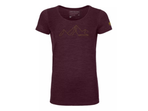 Dámské Tričko ORTOVOX 150 Cool Mountain Face T-shirt Women's Dark Wine Blend